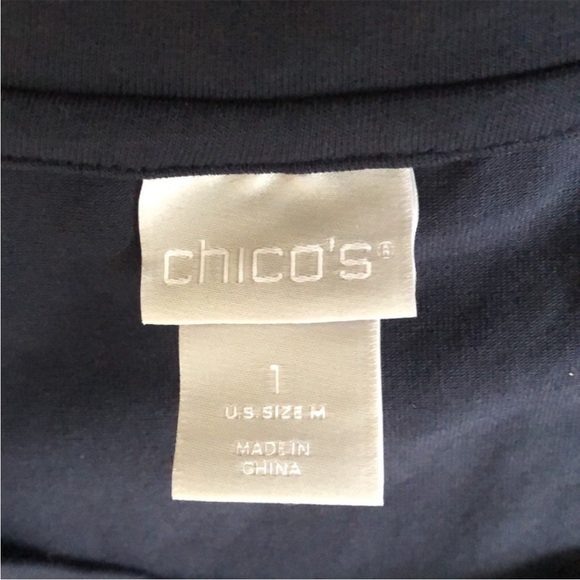 Chico’s Eyelet Puff Sleeve Knit Top | Classic Navy | Size 1 (M)- NWT - Picture 4 of 4